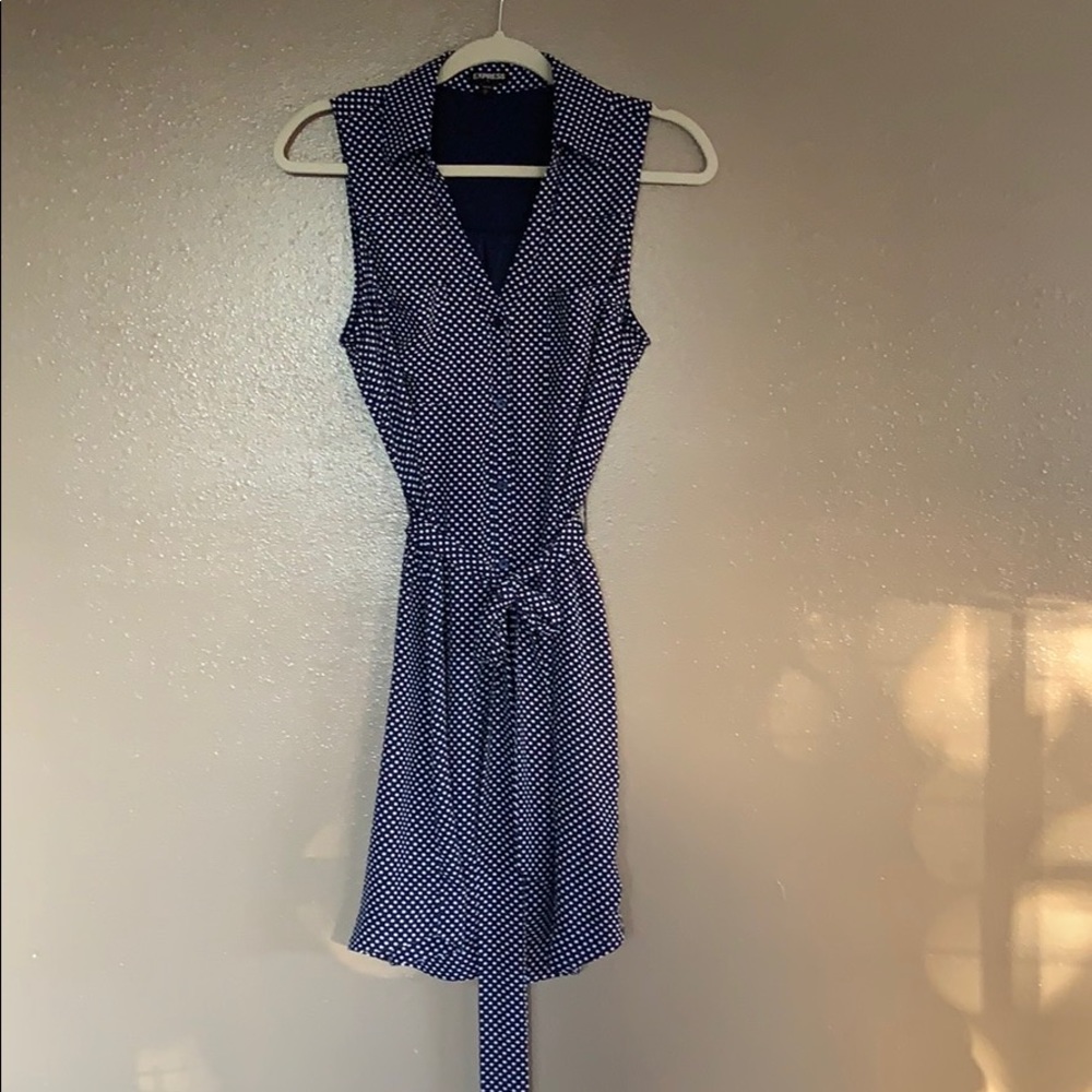 Blue and White Polka Dot Dress